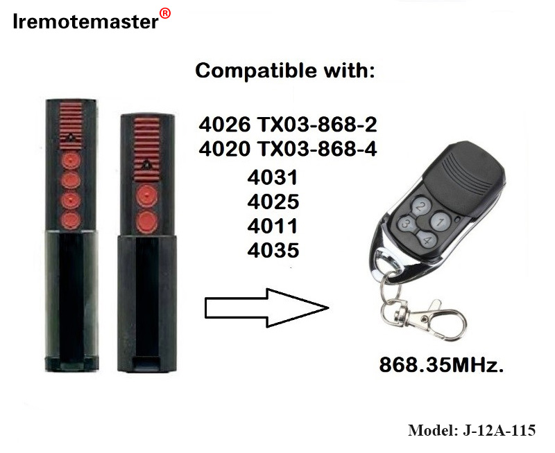 สำหรับ 4020 4026 TX03-868-4 รีโมทคอนโทรล 868mhz TX03-8-4 Rolling Code