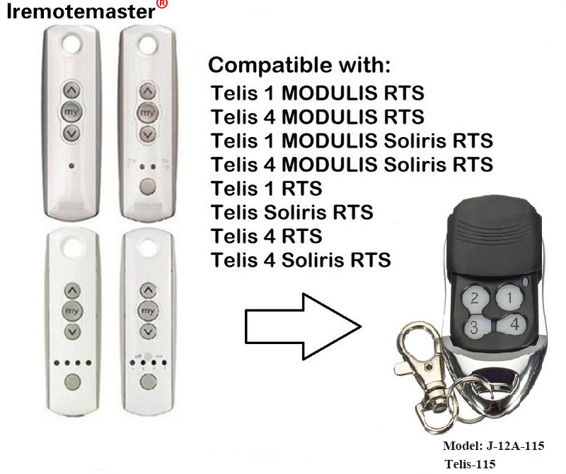 สำหรับ Telis 1 RTS Telis Soliris RTS 4 RTS รีโมทคอนโทรลประตูโรงรถ 433.42MHz